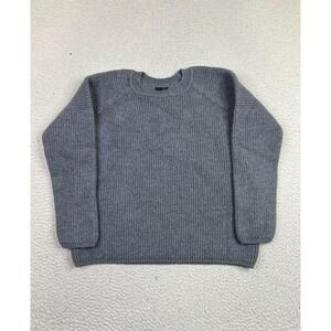 ISAORA Sweater Mens Medium Gray Raglan Crewneck Wool Ribbed Knit Pullover